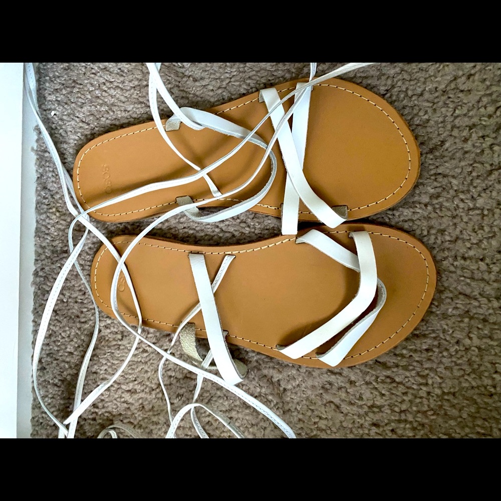 White lace-up leg sandals!